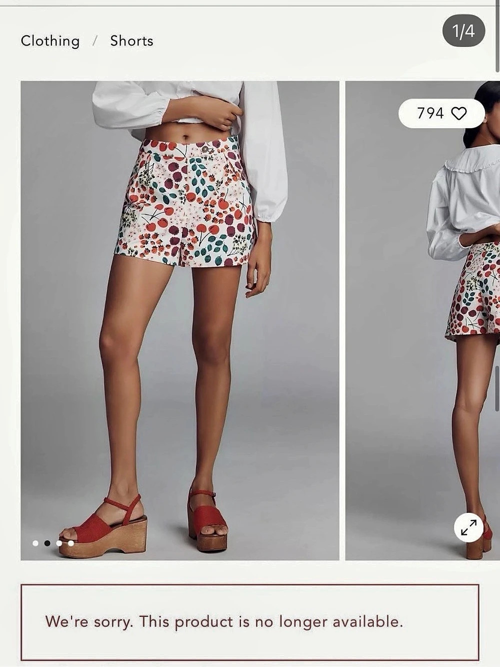 Anthropologie Floral Print Shorts in White & Red